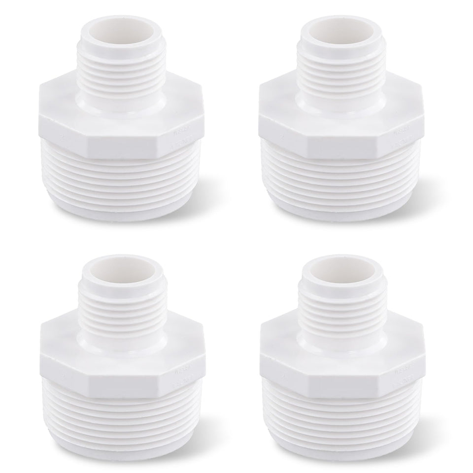 PEUTIER PVC garden hose adapters shown as a 2-pack ready for pools and pumps.