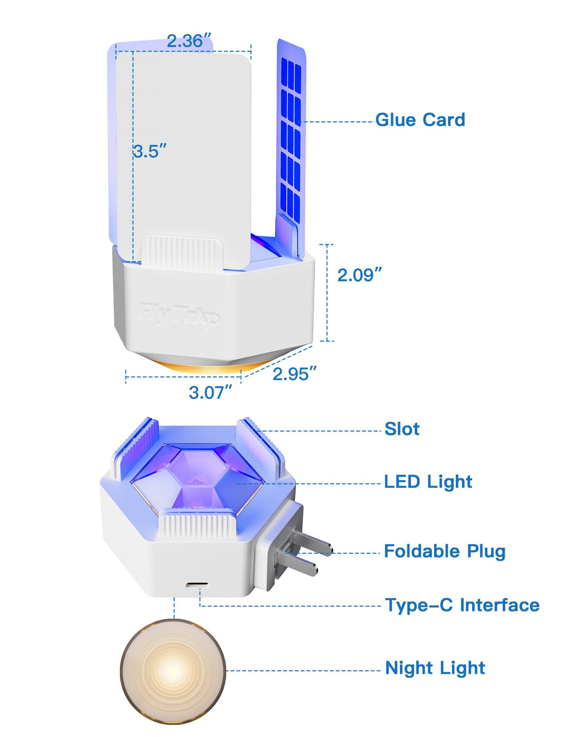 Pexpel 2-in-1 trap and night light fits compact spaces.