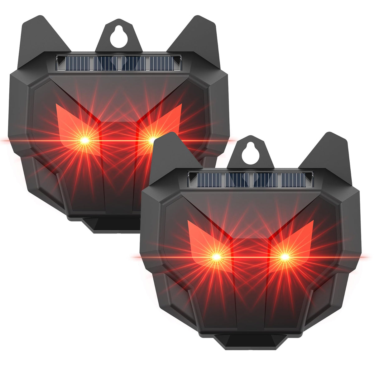 PEXPEL solar nocturnal deterrent with red eye glow deters foxes and raccoons from chicken coops