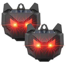 PEXPEL solar nocturnal deterrent with red eye glow deters foxes and raccoons from chicken coops