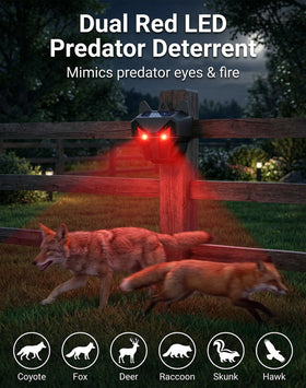 PEXPEL predator lights at dusk create a humane scare effect for foxes and deer