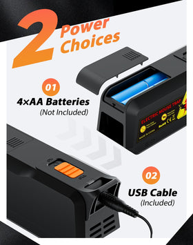 PEXPEL USB and battery operation provides flexible power options.