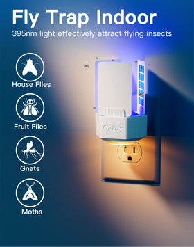 Pexpel 395nm UV attraction draws gnats and fruit flies toward the trap.