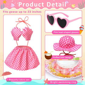 Pextian Hawaiian Porch Goose Outfit pink bikini adds playful summer vibe.