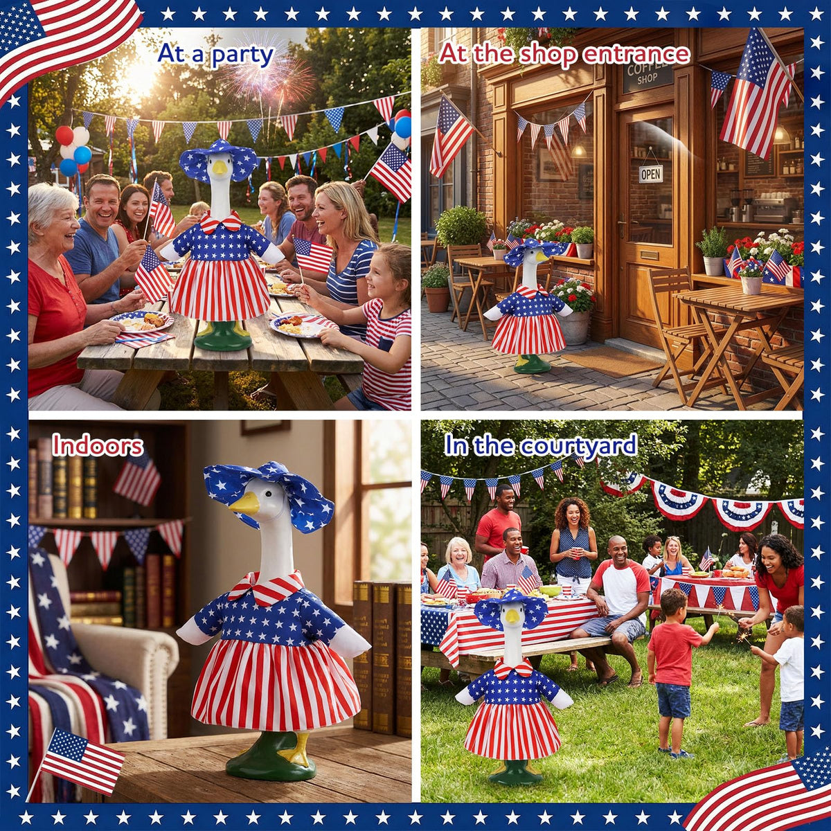 Pextian outdoor patriotic goose outfit suitable for gatherings and outdoor decor.