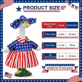 Pextian patriotic porch goose outfit American skirt brightens the porch for celebrations.