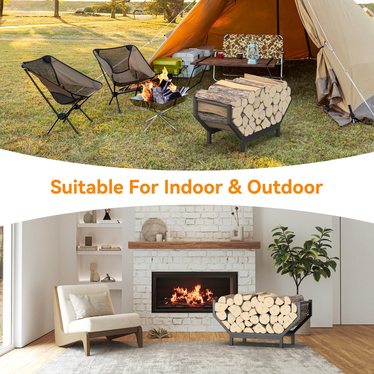 Elevated legs keep wood dry and easy to access underneath