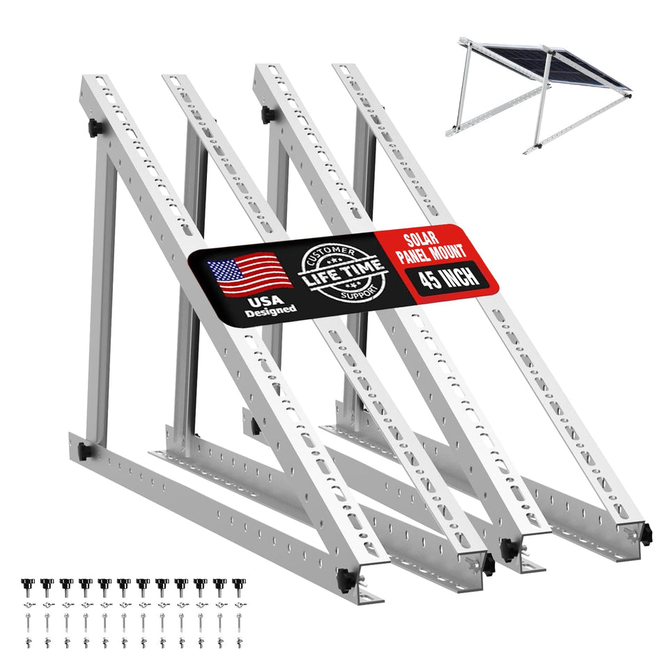PFCTART solar mount brackets with 45in rails for torsion-resistant roof mounting.