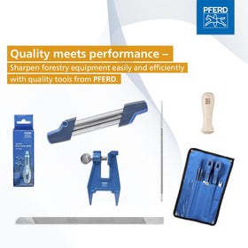PFERD filing clamp included for easy sharpening setup with the vise.