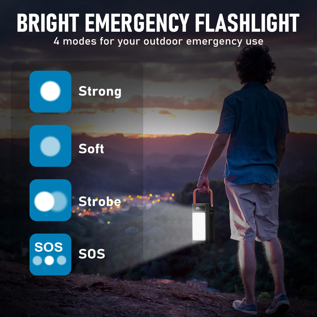 PGYOB LED flashlight with four modes for camping and emergencies