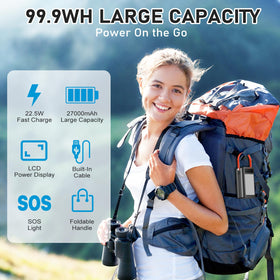 PGYOB power station with built-in cables ready for travel charging