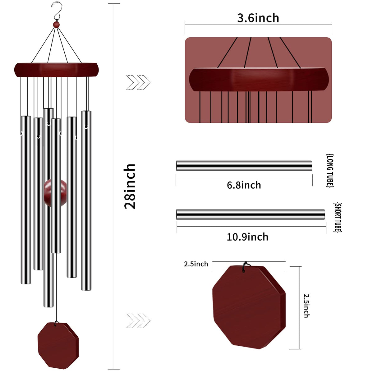 Pgzsy deep-tone wind chimes produce bold, resonant notes outdoors.