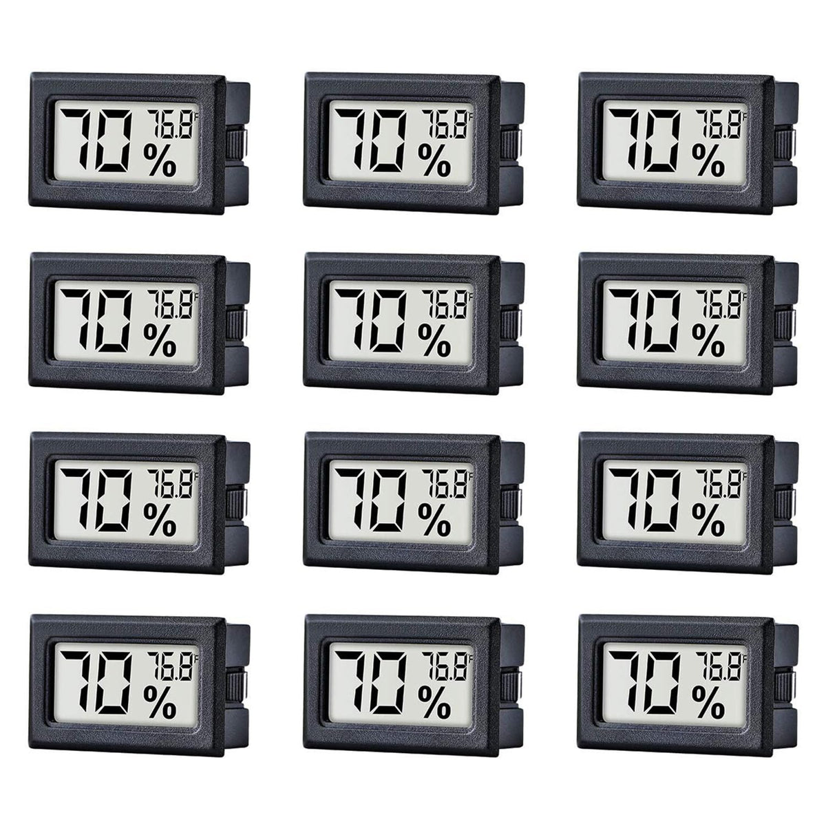 Pgzsy mini thermometer-hygrometer front view with quick Fahrenheit readout for easy room checks.