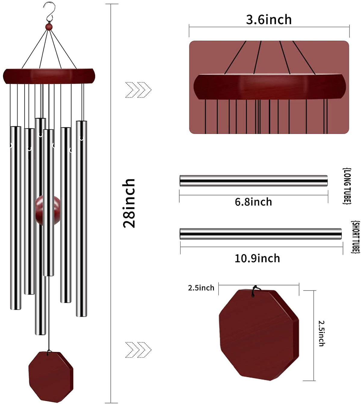 Pgzsy outdoor deep-tone wind chime enhances garden ambiance with a rich note.