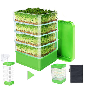 PHAIN 4-tier seed sprouting kit with drain holes for efficient moisture control and faster cycles.