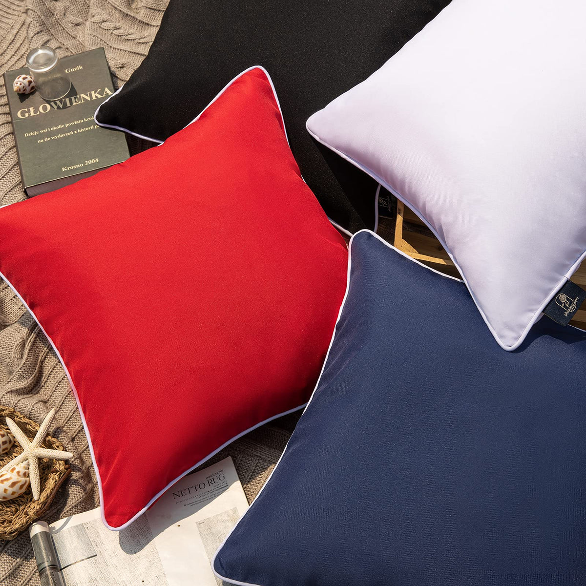Phantoscope fade-resistant red pillow cover 18x18 for patio use.
