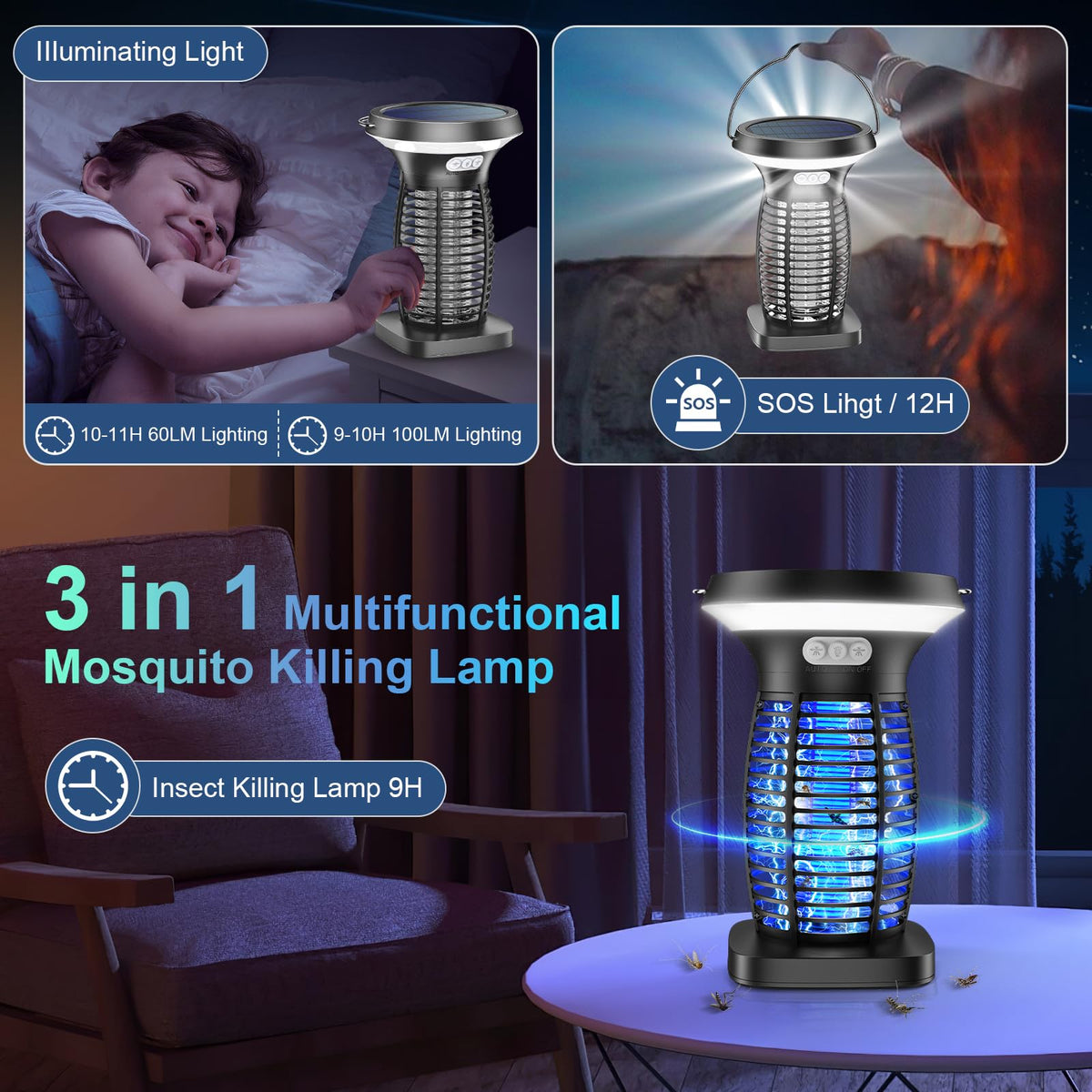 PhatroyYee zapper in SOS mode lights camping area for visibility