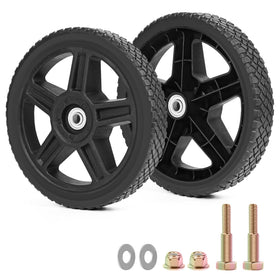 Phepetroll 10-inch wheels kit front view shows durable PVC tires for steady mowing with enhanced grip