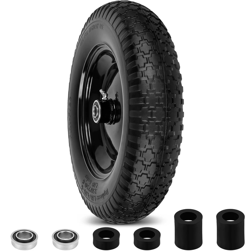 Phepetroll 14-5-in flat-free wheelbarrow tire side view for durability