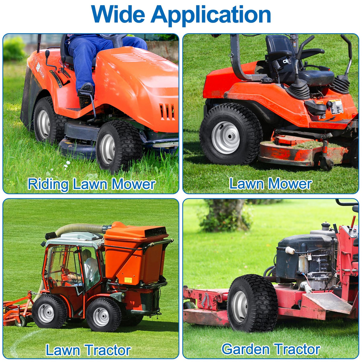 Phepetroll front tire replacement kit fits lawn tractors and garden mowers.