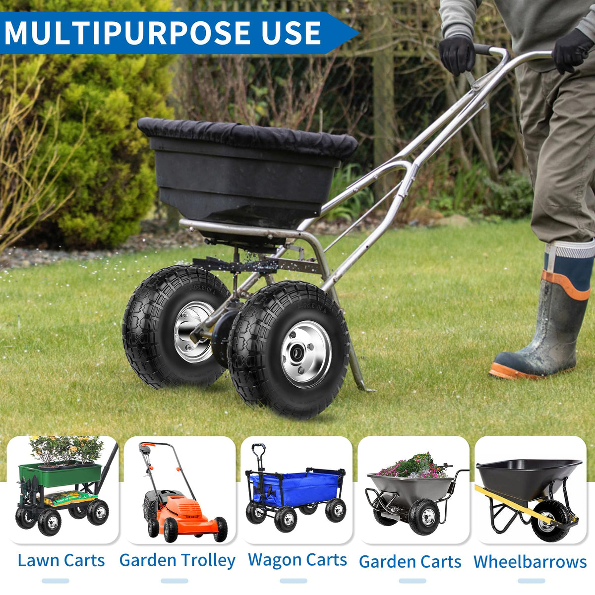 Phepetroll multipurpose-use cart wheel suits garden wagons and wheelbarrows