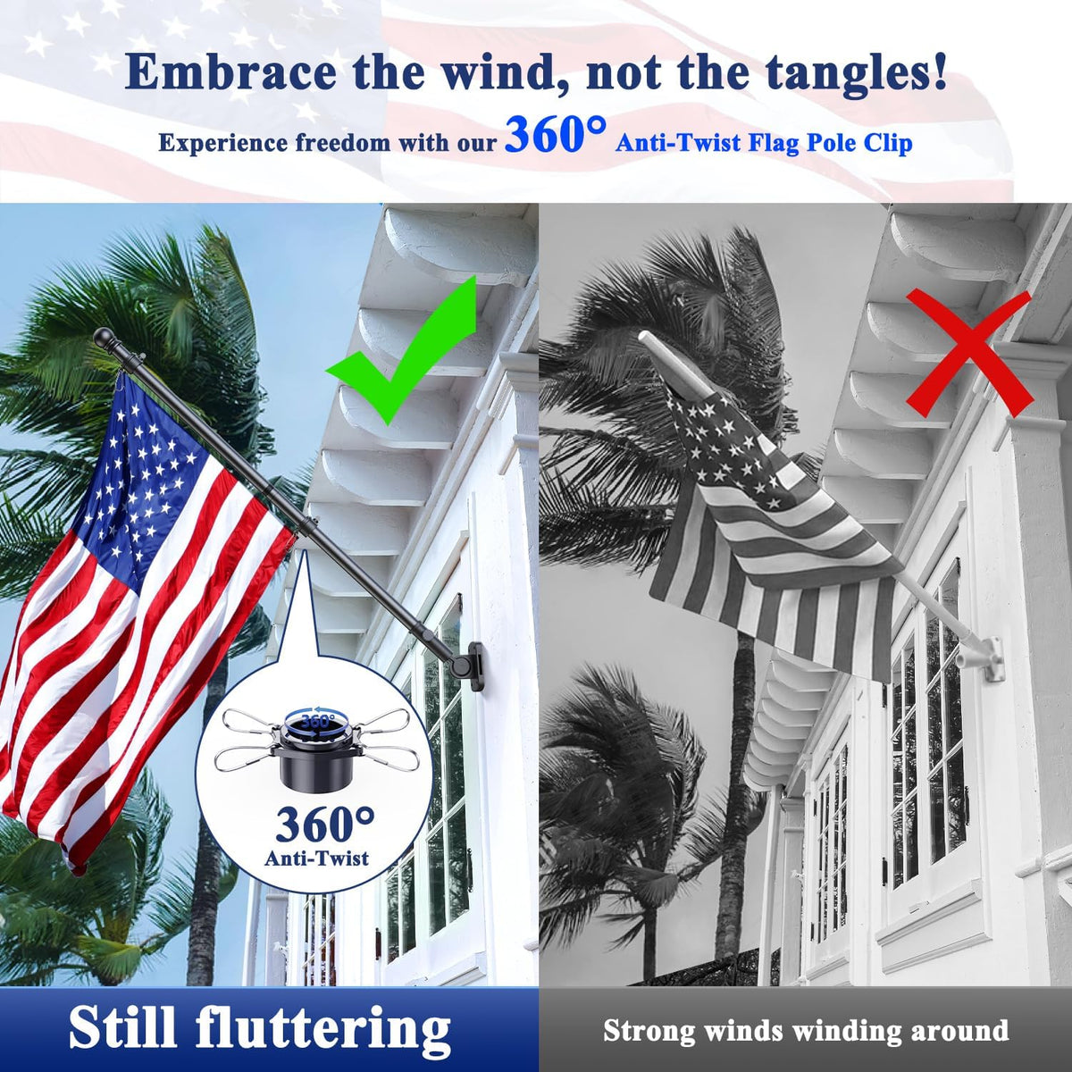 PHITRIC 3x5 American flag included for immediate outdoor display.