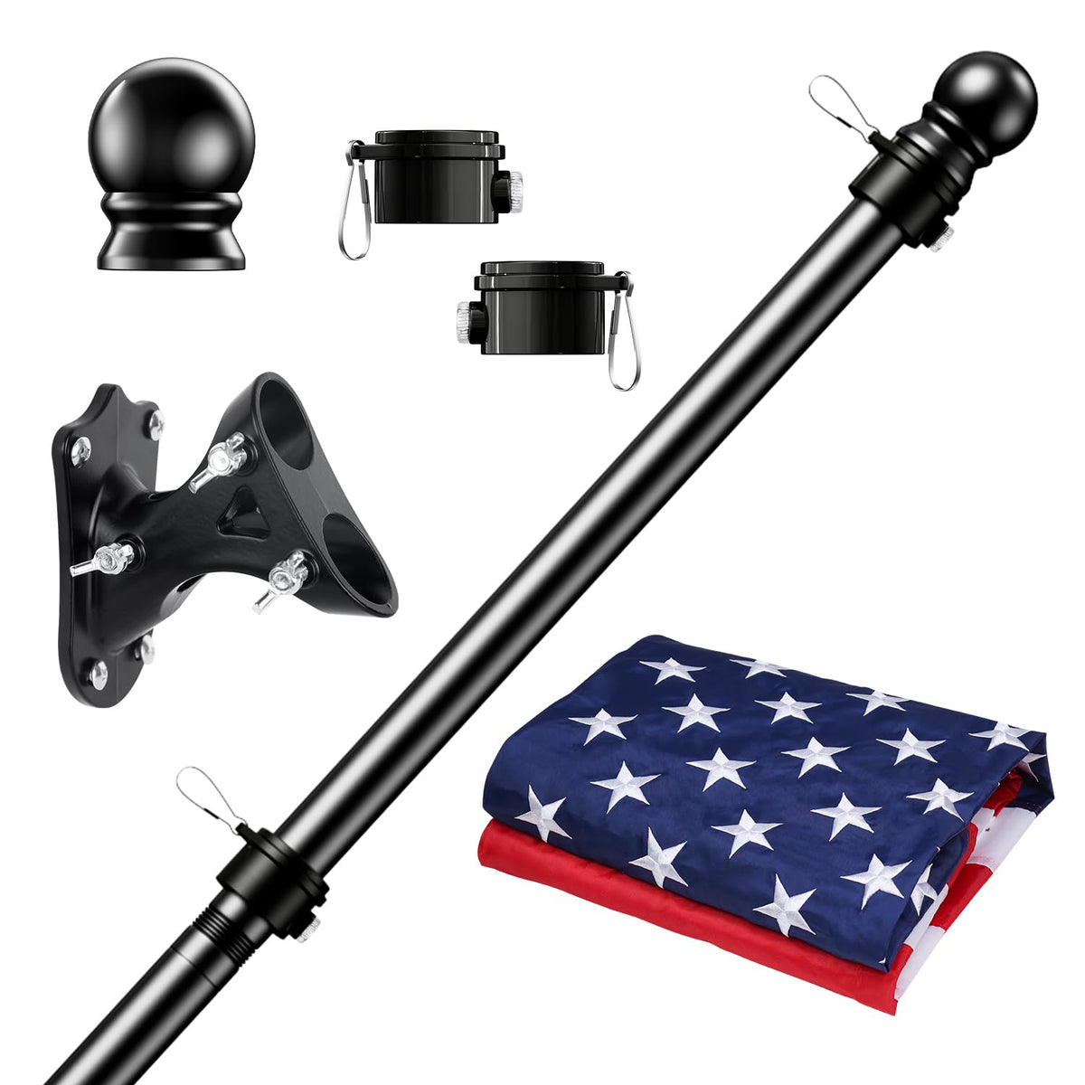 PHITRIC 5ft flag pole kit demonstrates modular sections for easy setup.