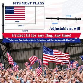 PHITRIC flag pole with 360-degree rotating clips prevents wrapping.