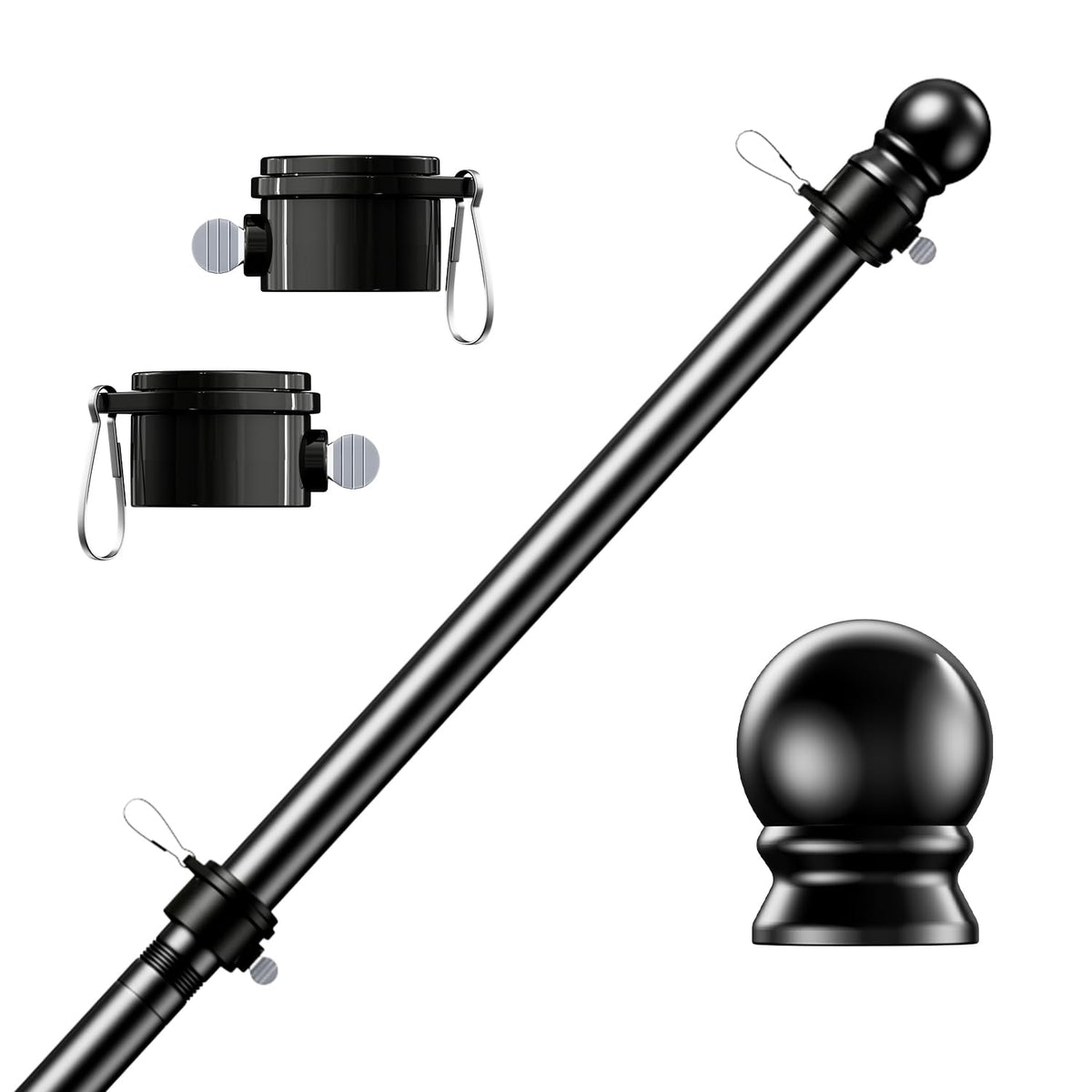 PHITRIC flag pole assembly demonstrates easy 5-section setup.