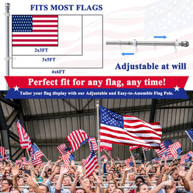 PHITRIC flag pole multipurpose design, supports 2x3 to 4x6 flags