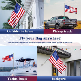PHITRIC flag pole wall-mount capability for versatile display.