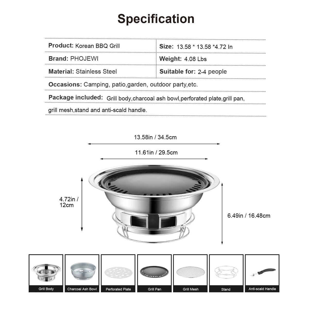 PHOJEWI inner nonstick pan ensures easy cleaning and faster heating