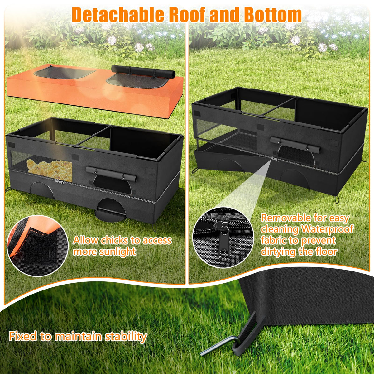 Phoncoo removable roof offers sunlight access and ventilation.