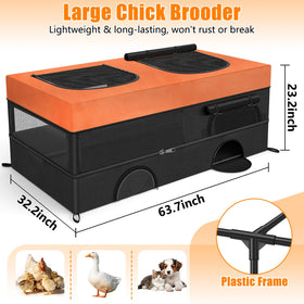 Phoncoo 64-inch brooder side view highlights sturdy frame and easy-clean design.