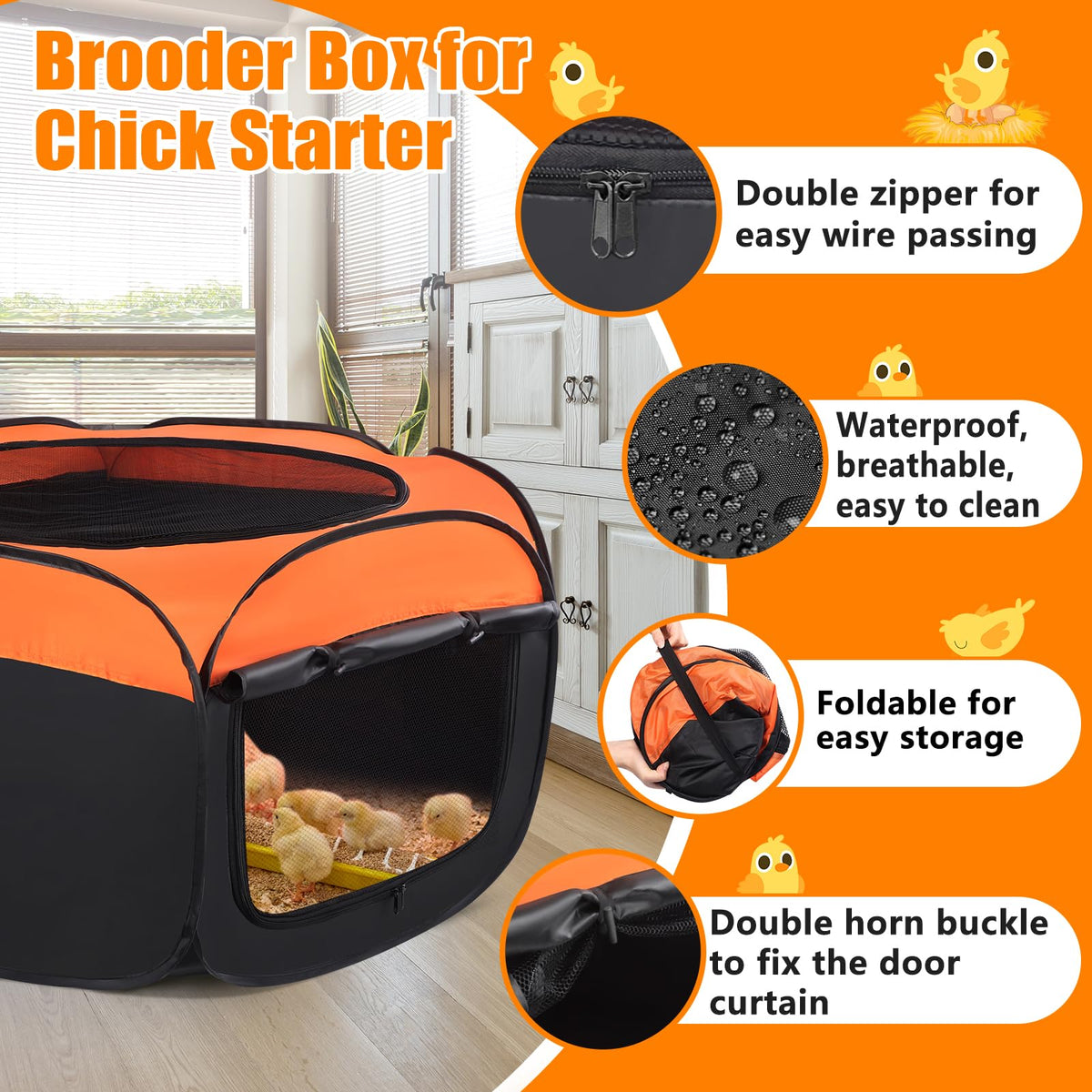 Phoncoo brooder box easy-clean floor mat for hygiene.