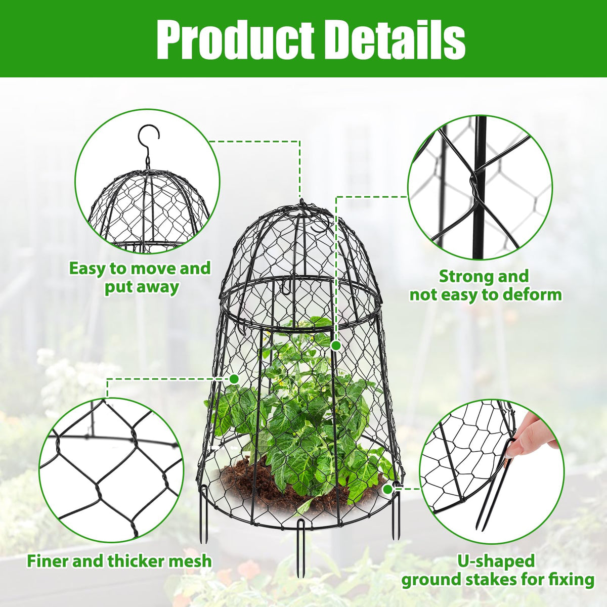 Phoncoo ground stakes secure cloches to ground for stability