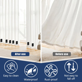 Phoncoo heavy-duty curtain weights tested against wind outdoors on a patio.