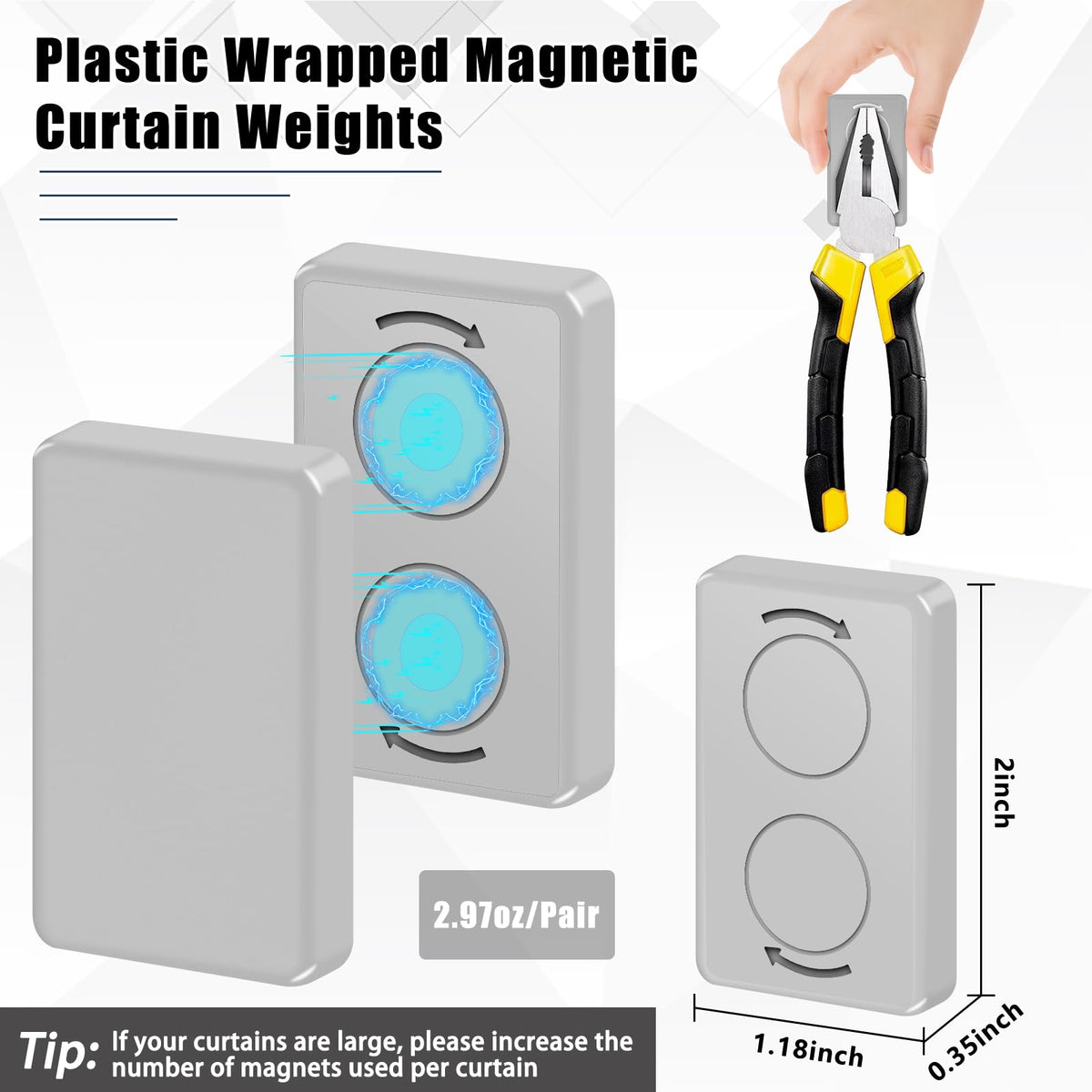 Phoncoo magnetic drapery weights 84g keep curtains secure during gusts.