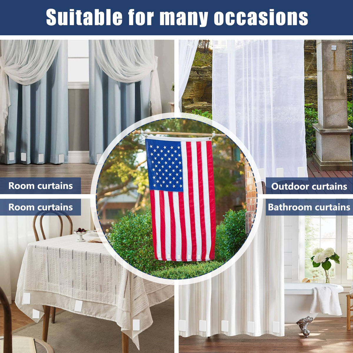 Phoncoo curtain weights on a shower curtain for stable drape
