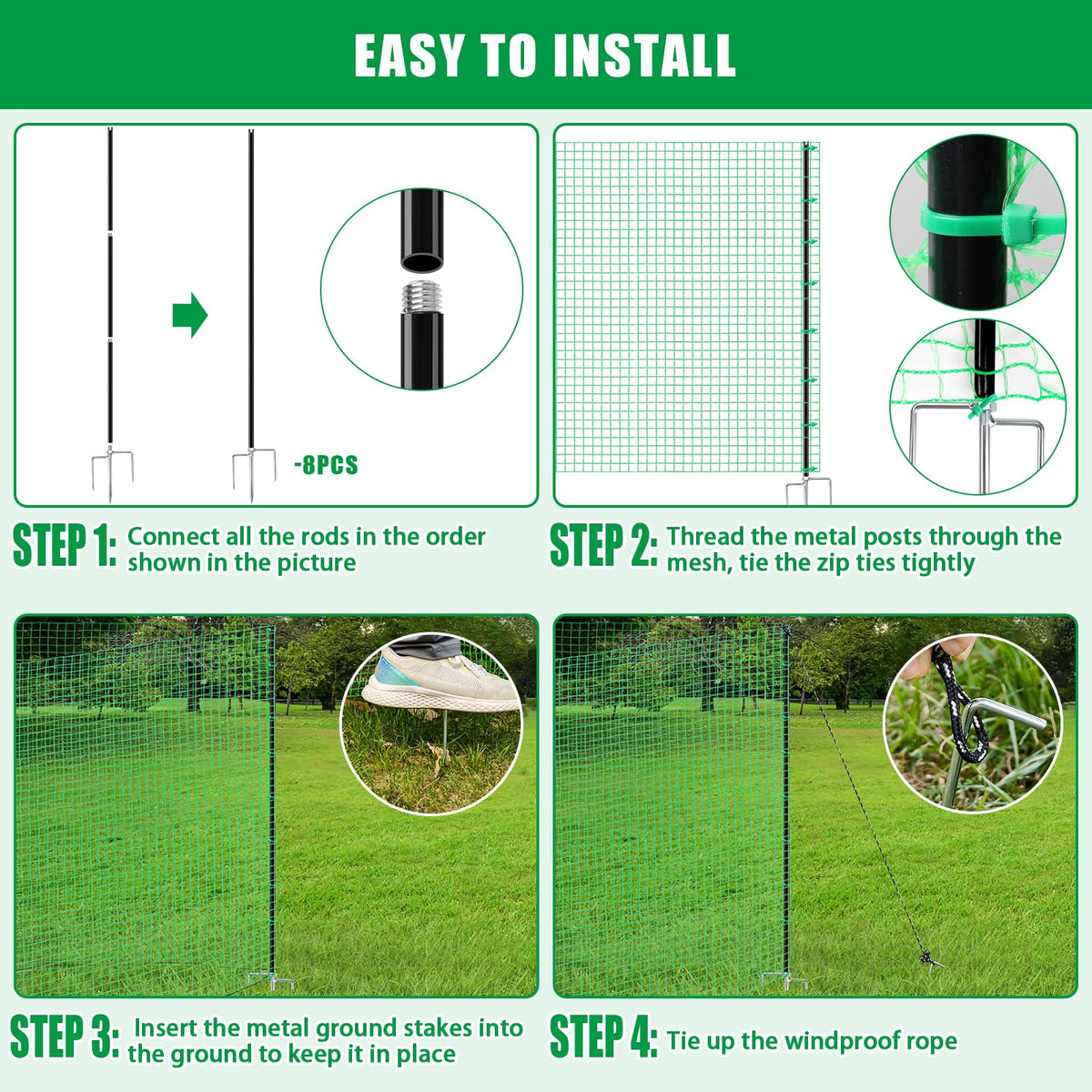 Phoncoo temporary fence garden-use protects crops and pets in the yard.