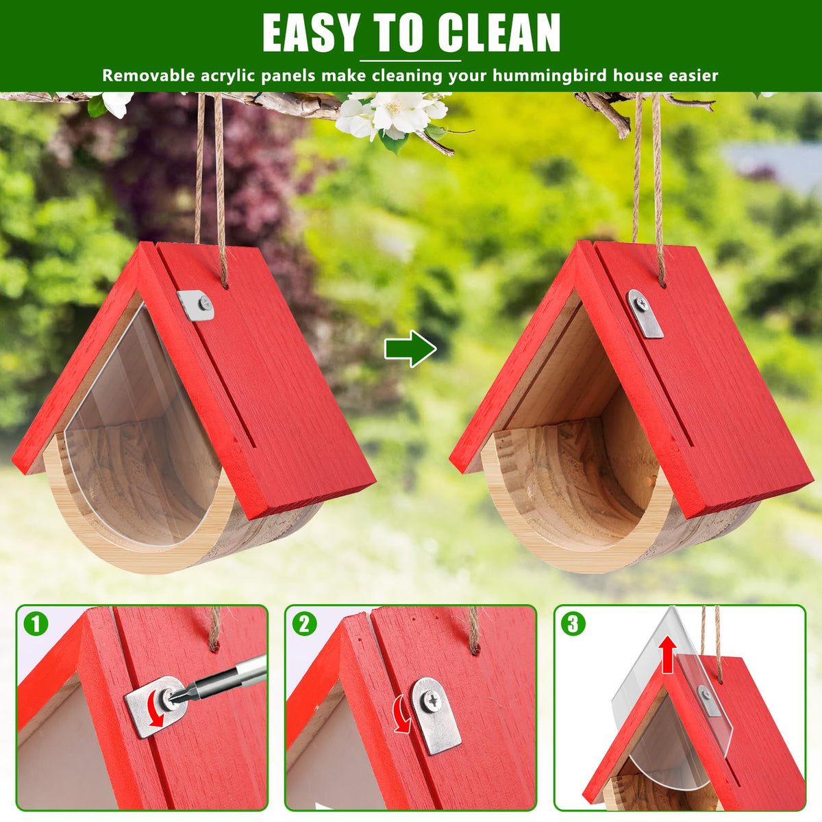 Phoncoo transparent view window lets you observe birds without disturbance.