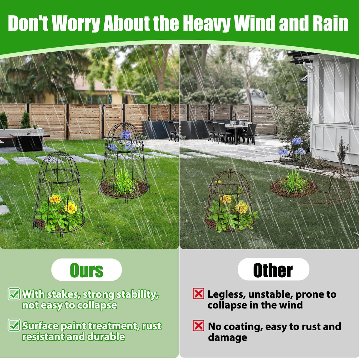 Phoncoo wire cage guards garden plants with durable metal