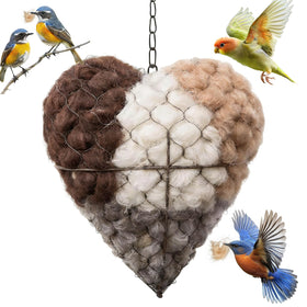 PHONORY handmade fiber bird nesting heart—refillable sanctuary for hummingbirds.