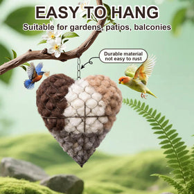 PHONORY heart-shaped nest with refillable materials inviting small birds to nest.