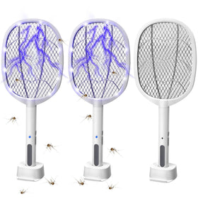 Phosooy 3-Pack electric fly swatter handheld mode for fast insect elimination.