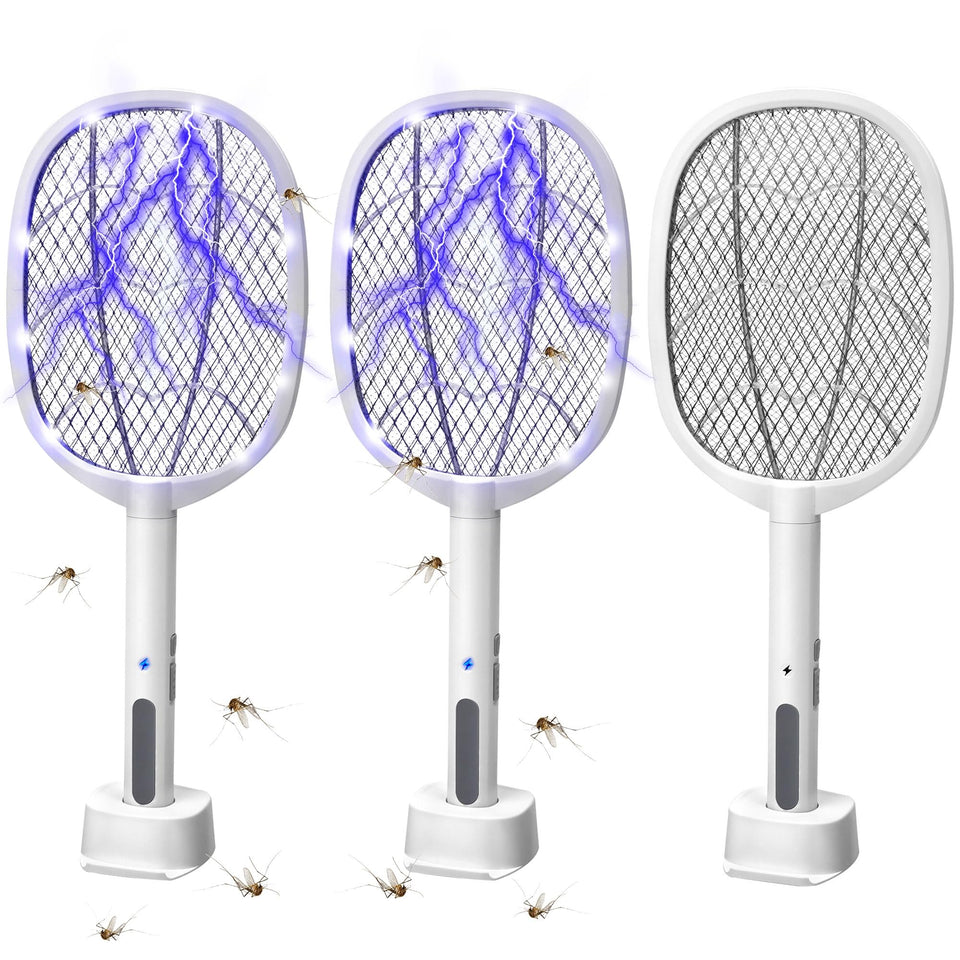 Phosooy 3-Pack electric fly swatter handheld mode for fast insect elimination.