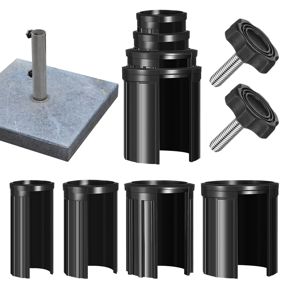 Photect base insert rings provide a secure fit for multiple pole sizes.
