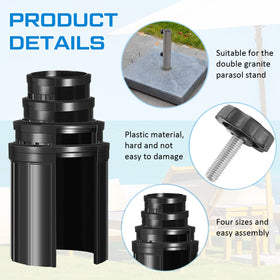 Photect umbrella pole size options display four diameters for versatile fits.