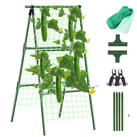 Phueglado cucumber trellis 47x16 inch A-frame supports climbing plants for raised beds
