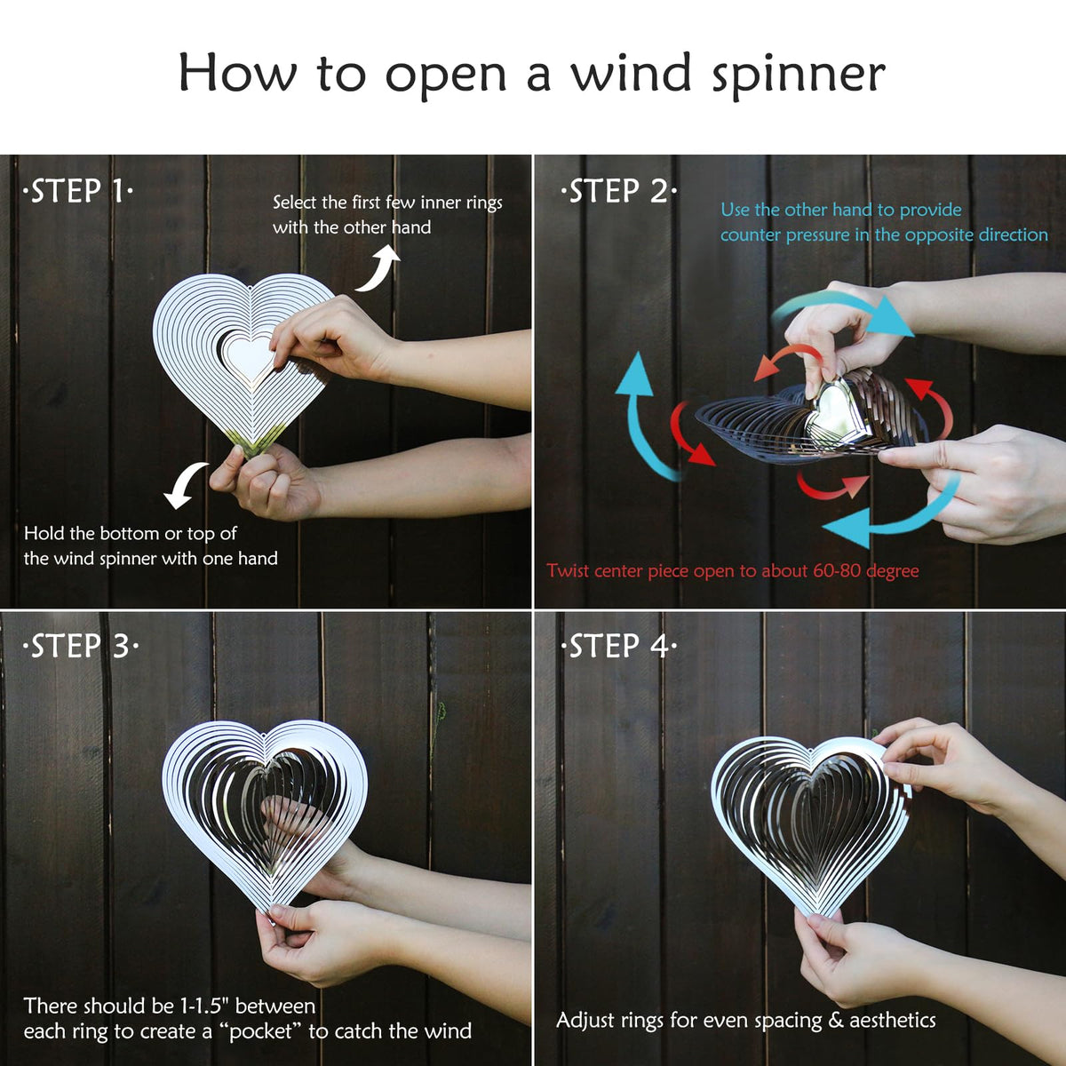 Phuryllic wind spinner porch decor brightens patios with light reflections.